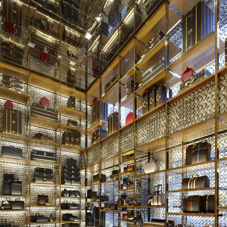 Inside view of the new Louis Vuitton store of the Champs Elysees